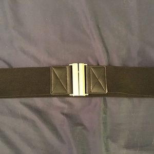 Black Stretch Belt with Silver Clasp